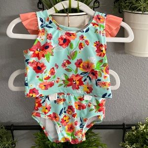 Ruffle Butts Floral Two Piece Swimsuit- 6-12 Months